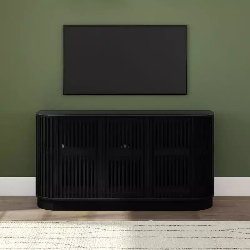 Buffet en bois massif Plank+Beam Contour avec 3 portes, meuble TV de 59 po pour salon