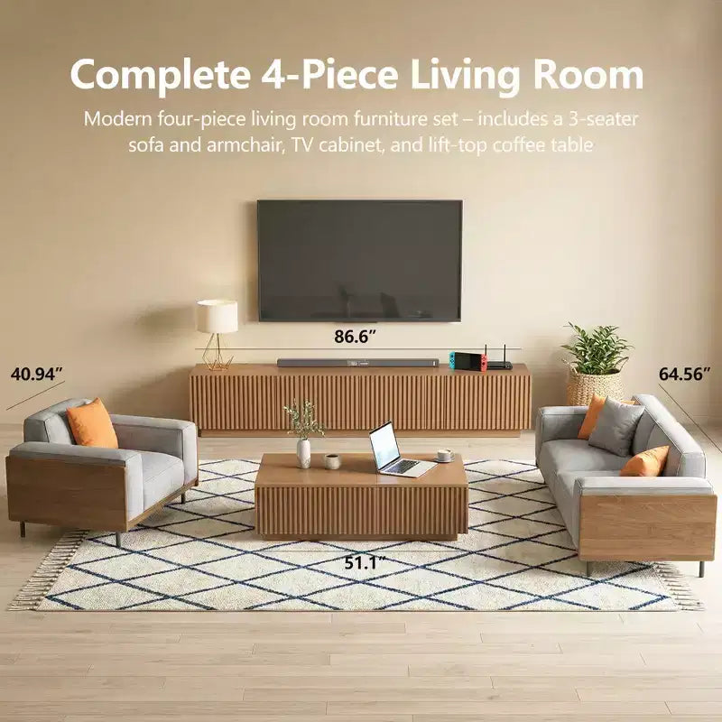51,1 moderner Couchtisch im Mid-Century-Stil mit aufklappbarer Tischplatte, rechteckiger Walnuss-Mitteltisch für das Wohnzimmer