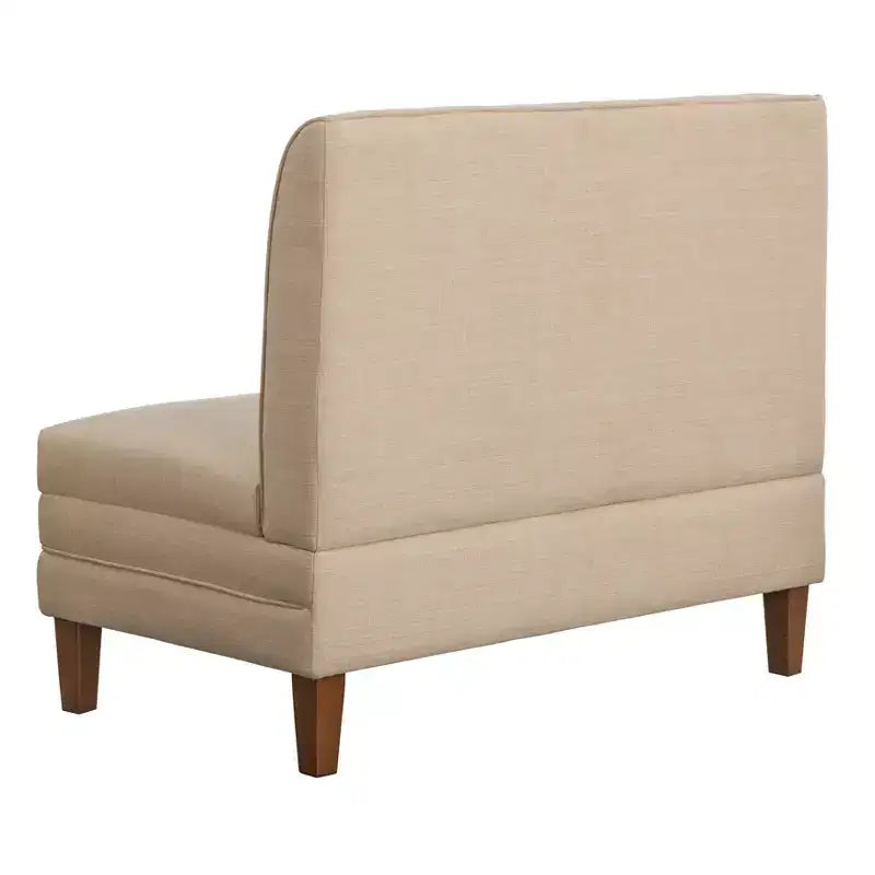 Lifestorey 4-teiliges Kerrington-Bankett-Esszimmer-Set mit Kanalsteppung, Walnuss/Creme: leinenähnlicher Stoff, Säulentisch
