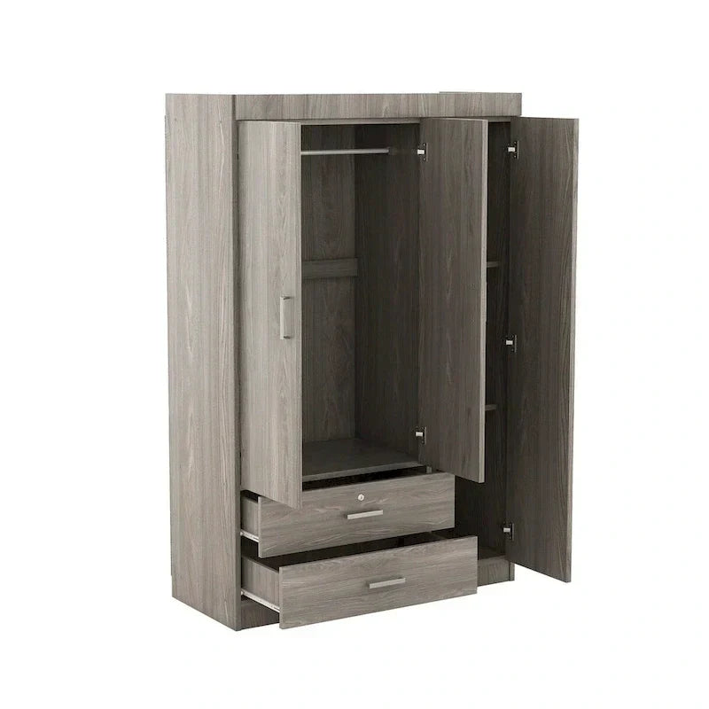 3-Door Wardrobe with 2 Drawers