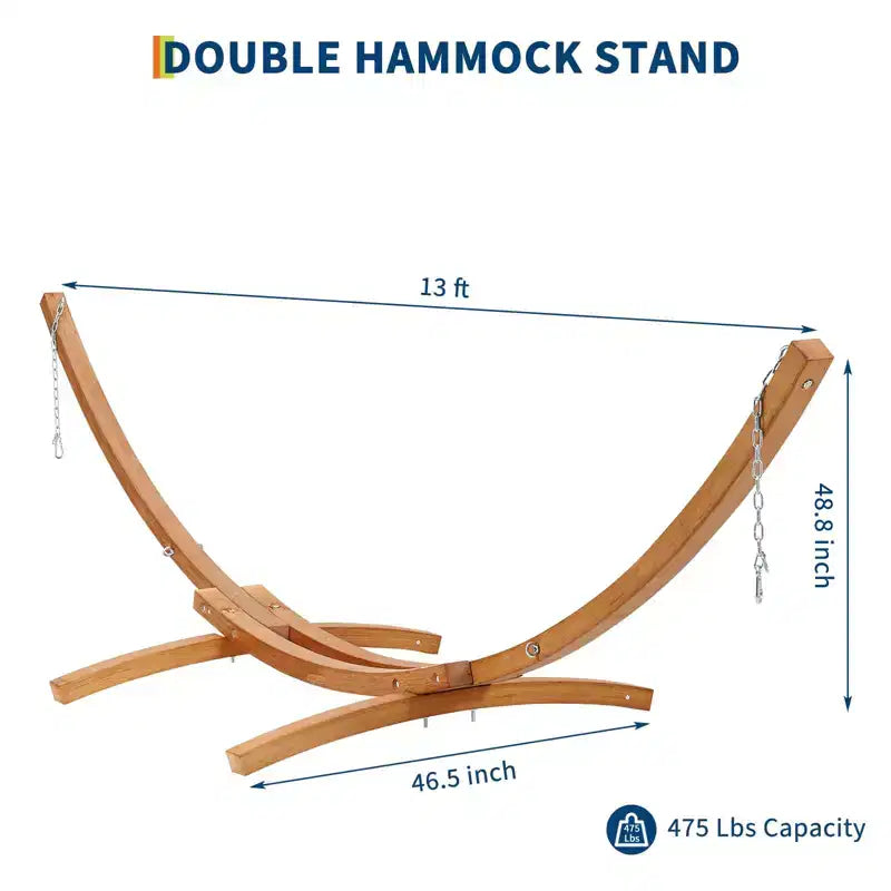 Hangmatstandaard, robuuste universele houten standaard voor buiten, weerbestendig, gebogen, draagvermogen 475 lb, voor terras, achtertuin en binnen