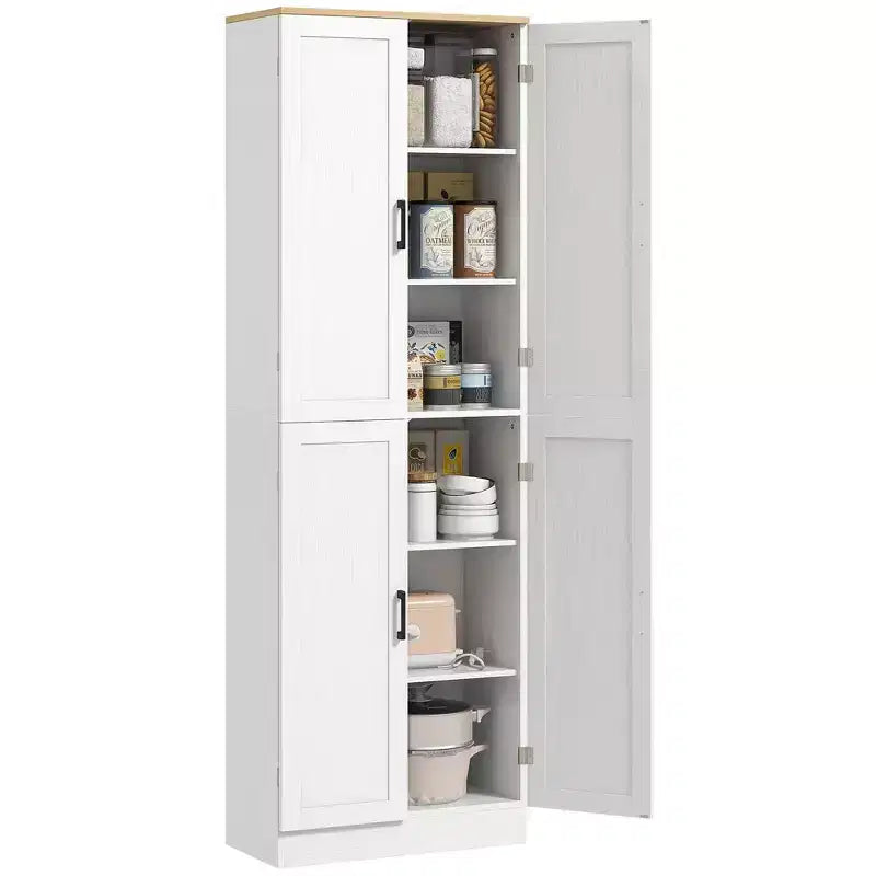 HOMCOM 67 Freestanding Kitchen Pantry, 4-Door Storage Cabinet Organizer with Adjustable Shelves and Doors