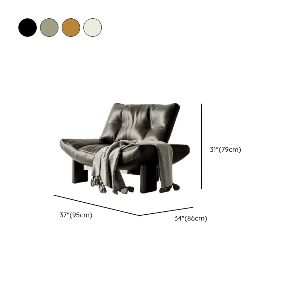 Contemporary Black Tufted Armless Chenille Accent Chair
