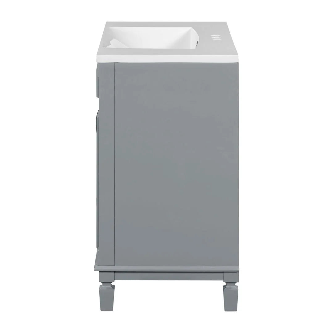 36'' Modern Bathroom Vanity with Top Sink and Mirror Cabinet,2 Doors and 2 Drawers