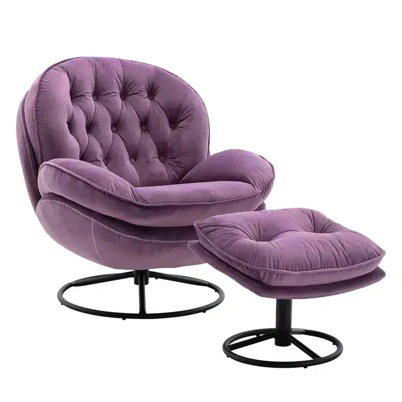 Okak Samt-Sessel mit Hocker, moderner armloser Wohnzimmersessel im Mid-Century-Stil, weicher und bequemer Sessel zum Fernsehen und Spielen