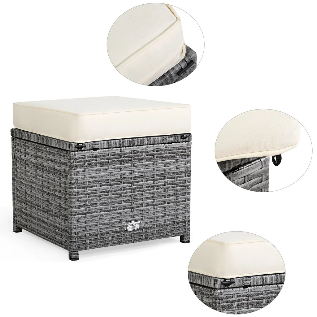 Costway 7-delige eethoek voor de patio van rotan, modulaire bank, fauteuil en voetenbank - Bekijk de details