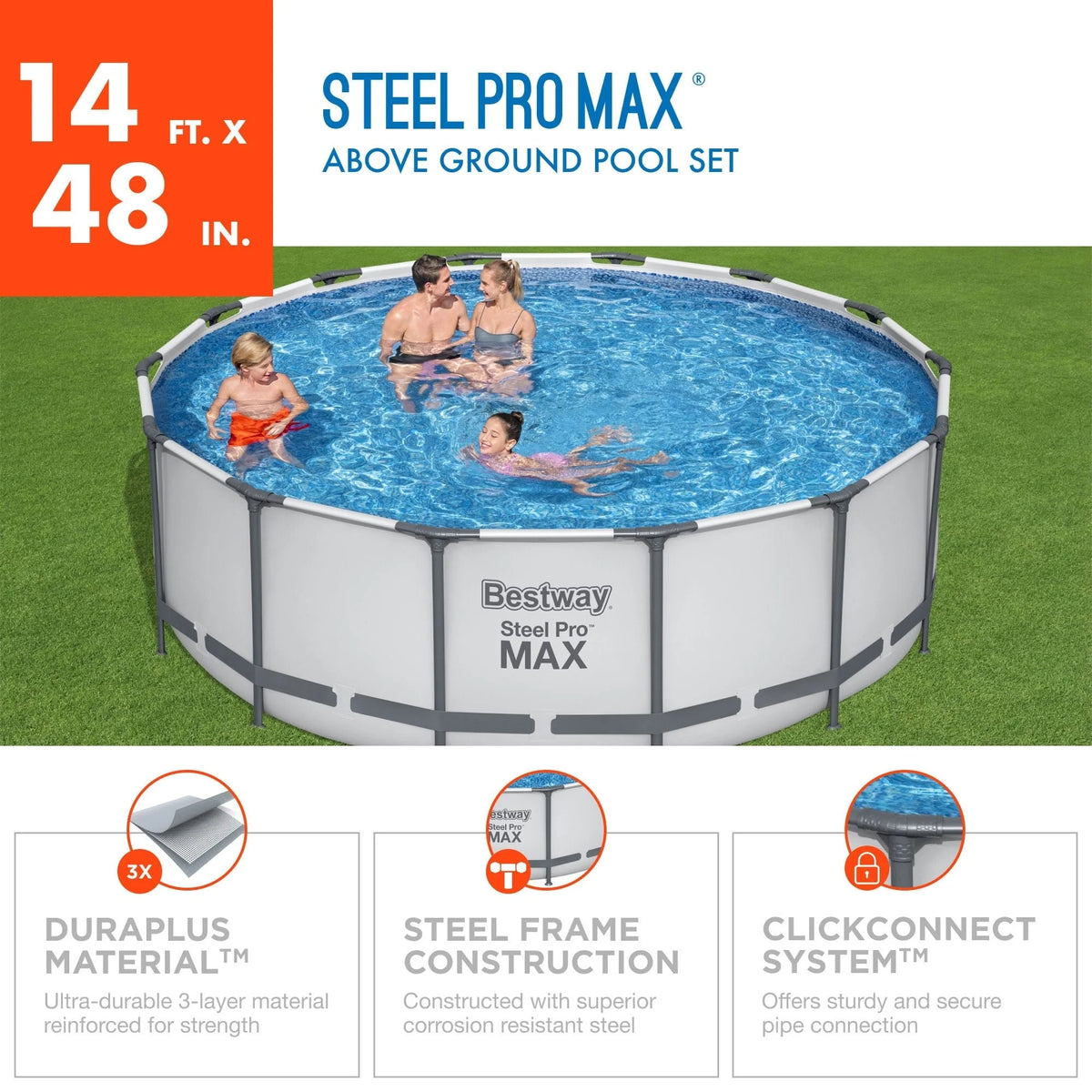 Bestway Steel Pro MAX rond bovengronds zwembad met pomp en afdekzeil