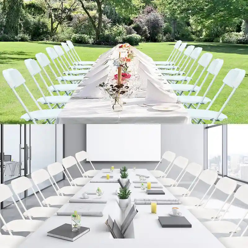 Confezione da 10 sedie pieghevoli in plastica con portata di 350 lb per eventi, ufficio, matrimoni, feste, picnic, cucina e sala da pranzo