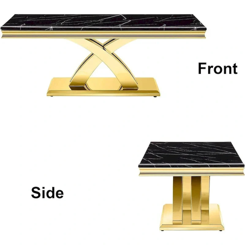 Table basse moderne rectangulaire de 48 po avec piètement en X, tables basses à piédestal pour salon
