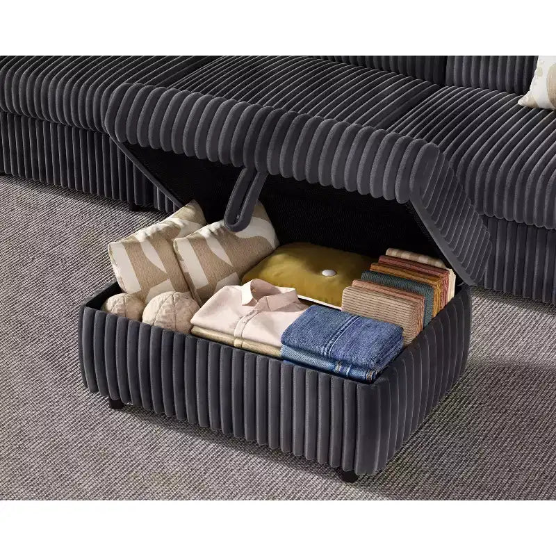 Canapé sectionnel modulaire en velours côtelé Dyonery avec housses lavables