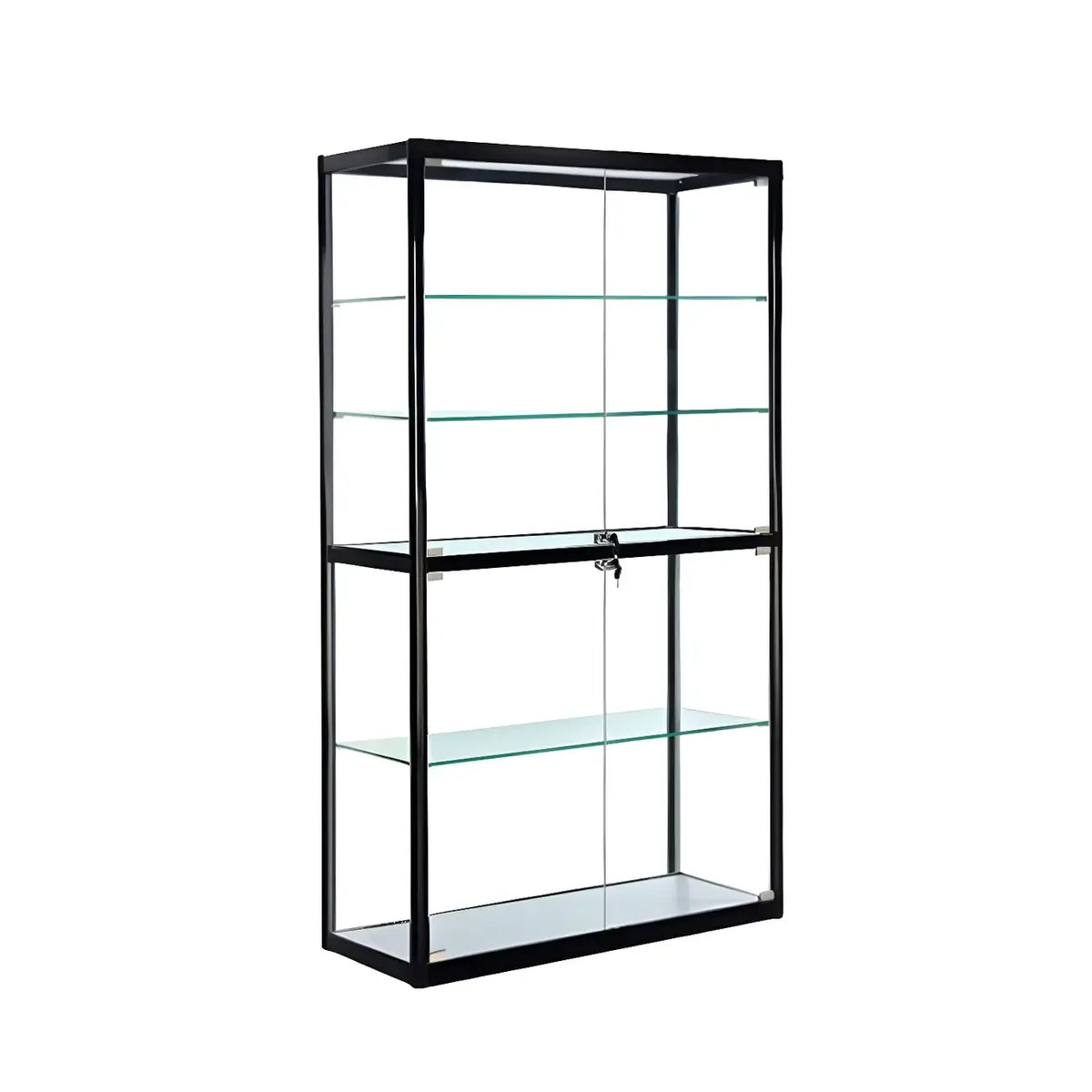 Contemporary Rectangular Black Glass Curio Cabinet