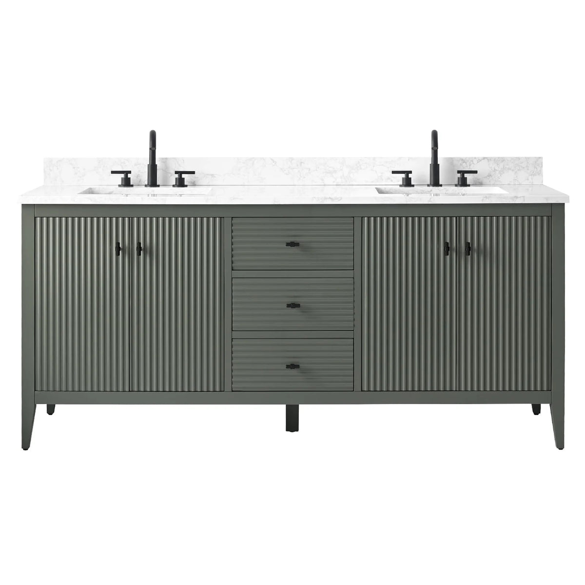 Vanity Art 72 badkamermeubel met dubbele wastafel en blad van composietmarmer