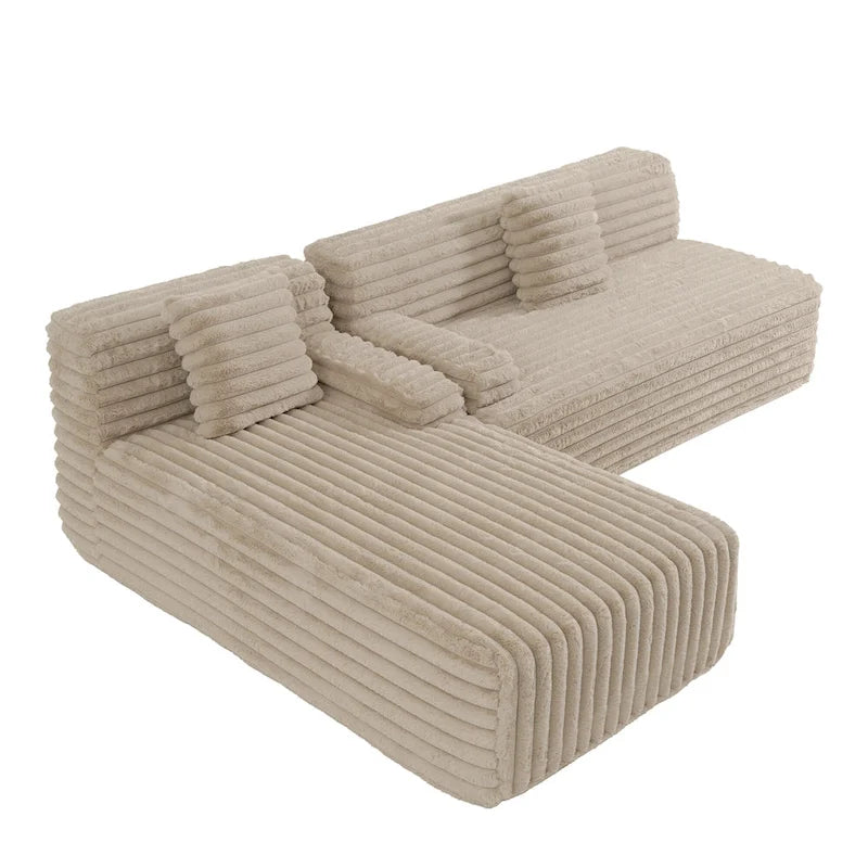 Divano componibile Cloud, divano moderno imbottito con 2 cuscini decorativi, divano componibile combinabile liberamente, divano componibile a L