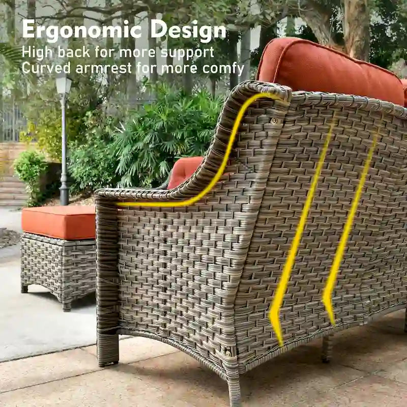 XIZZI 9-piece Outdoor Patio Furniture Conversation Set with Swivel Chair