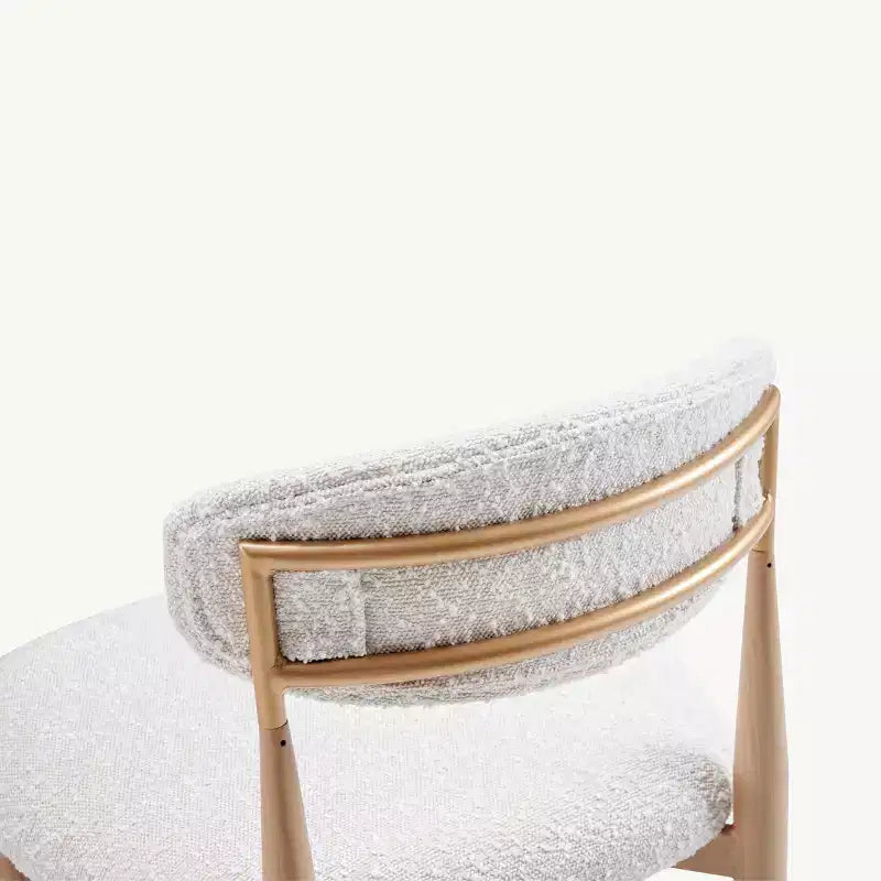 Boucle Dining Armless Barstools Set of 4,with Wood Grain Metal Legs for Kitchen, Living Room, Restaurant, Cafe - Morden Fort