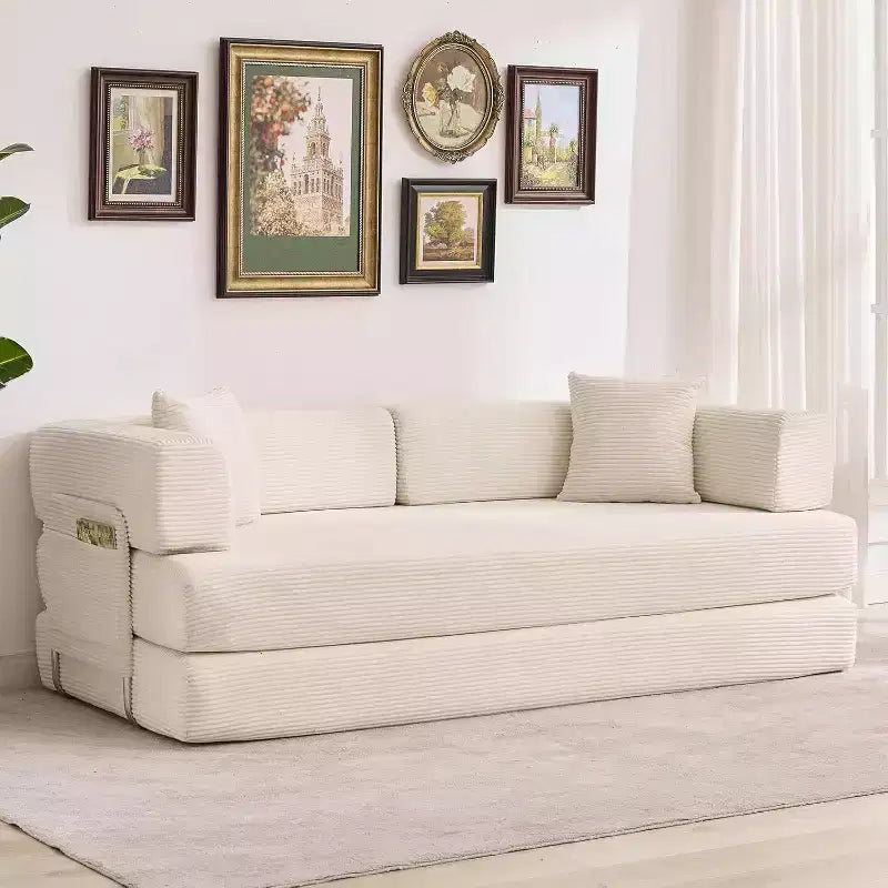 5-in-1-Schlafsofa, 78,8 Zoll, modulares Corduroy-Schlafsofa mit stabilem Rahmen, vielseitiger Futon für kleine Räume, Wohnzimmer und Gästezimmer