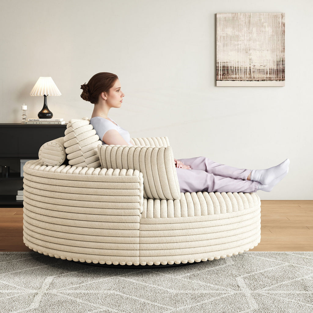 Einzelner Drehstuhl aus Cord-Chenille-Schaumstoff