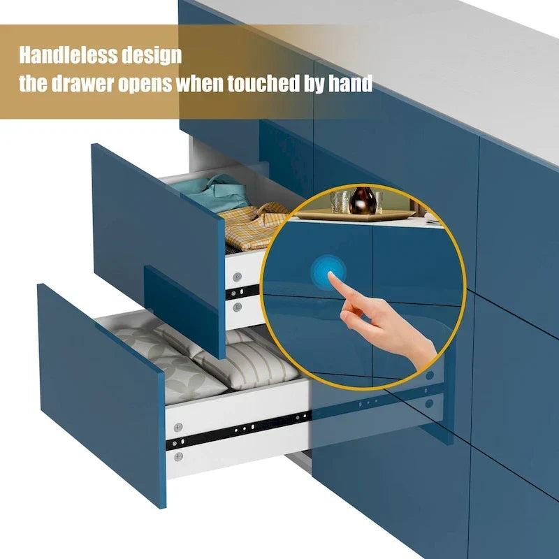 Meuble de rangement et commode à 9 tiroirs, armoire colonne organisatrice pour chambre avec éclairage