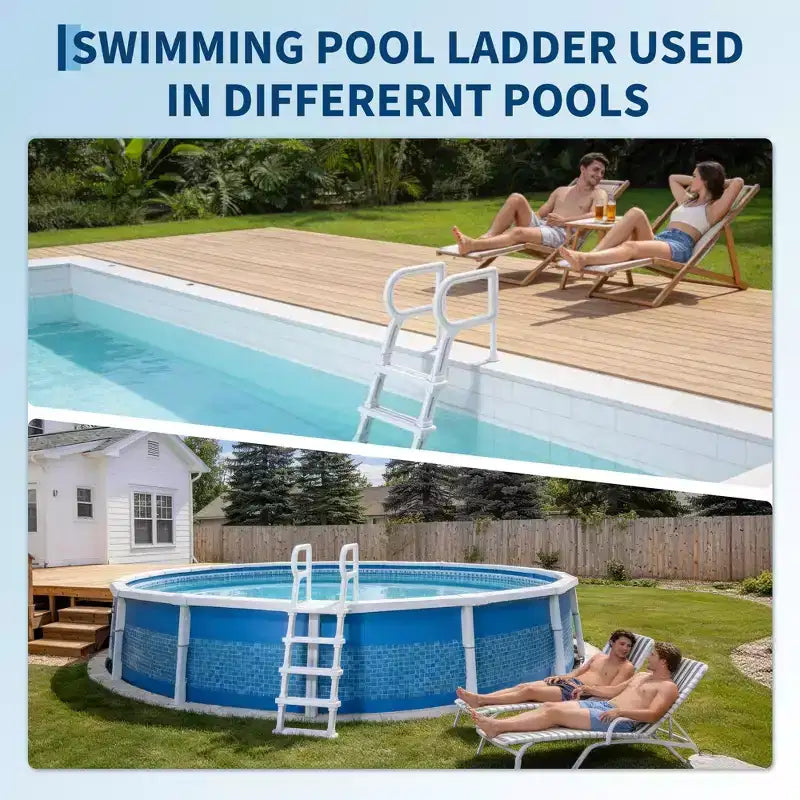 Robuste 5-stufige Poolleiter mit doppelten Handläufen, rutschfesten stabilen PE-Stufen, Tragfähigkeit 181 kg, passend für eingelassene und oberirdische Pools mit 122–137 cm Tiefe
