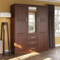 Palace Imports Cosmo 3-türiger Kleiderschrank aus 100 % Massivholz mit Türen aus Massivholz oder Spiegelglas