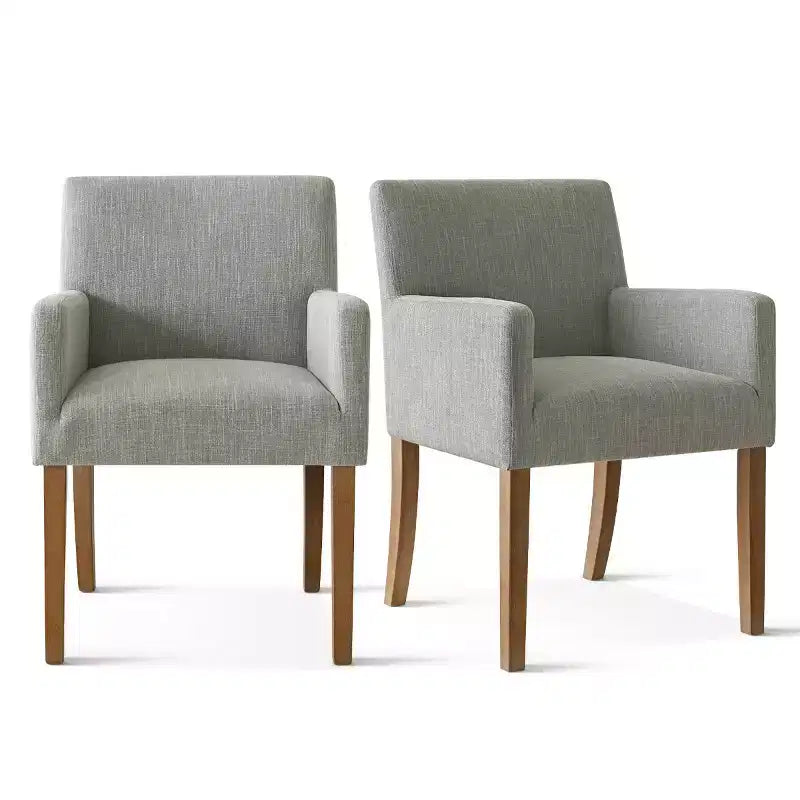 Set of 6 Upholstered Dining Chairs with Arms, Modern Linen Armchairs with Wooden Legs, Accent Chairs for Dining Room, Living Room - Panipeachy