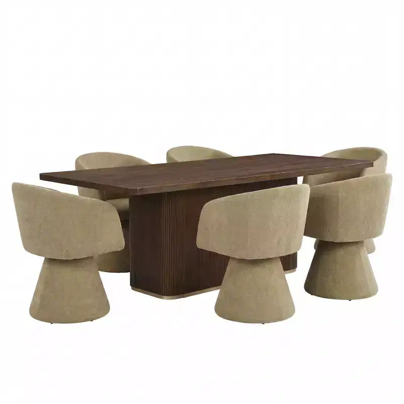Christopher Knight Home Yodsak Modern 7 Piece Wooden and Metal Dining Set with 180 Swivel Chairs