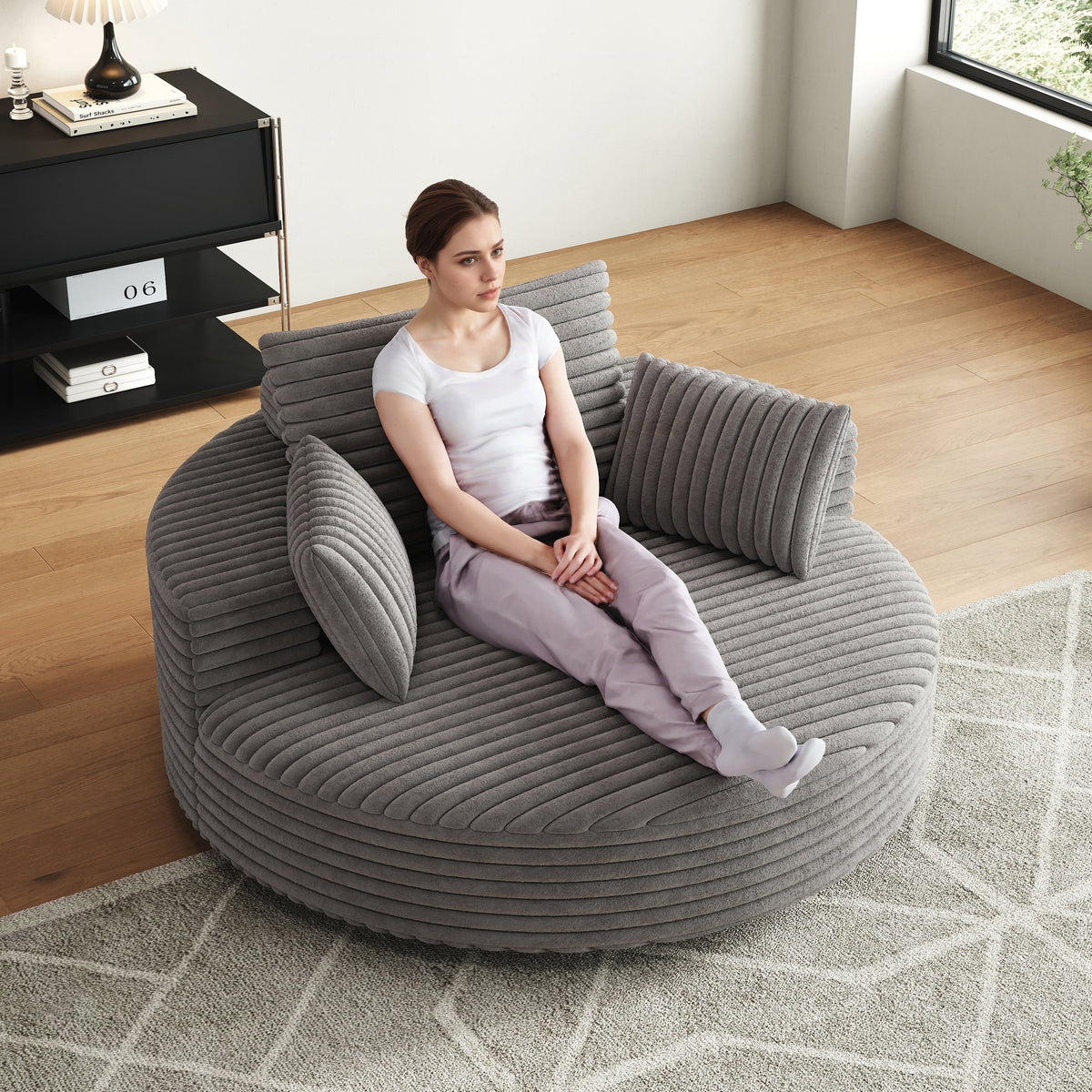 Einzelner Drehstuhl aus Cord-Chenille-Schaumstoff
