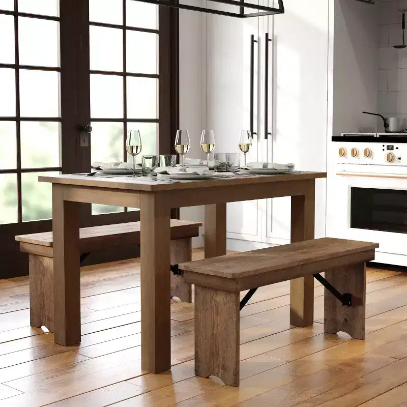 Flash Furniture 46 x 30 Rectangular Solid Pine Farm Dining Table