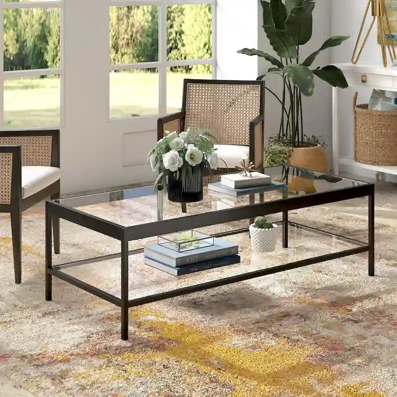 Mesa de centro Alexis de metal y vidrio