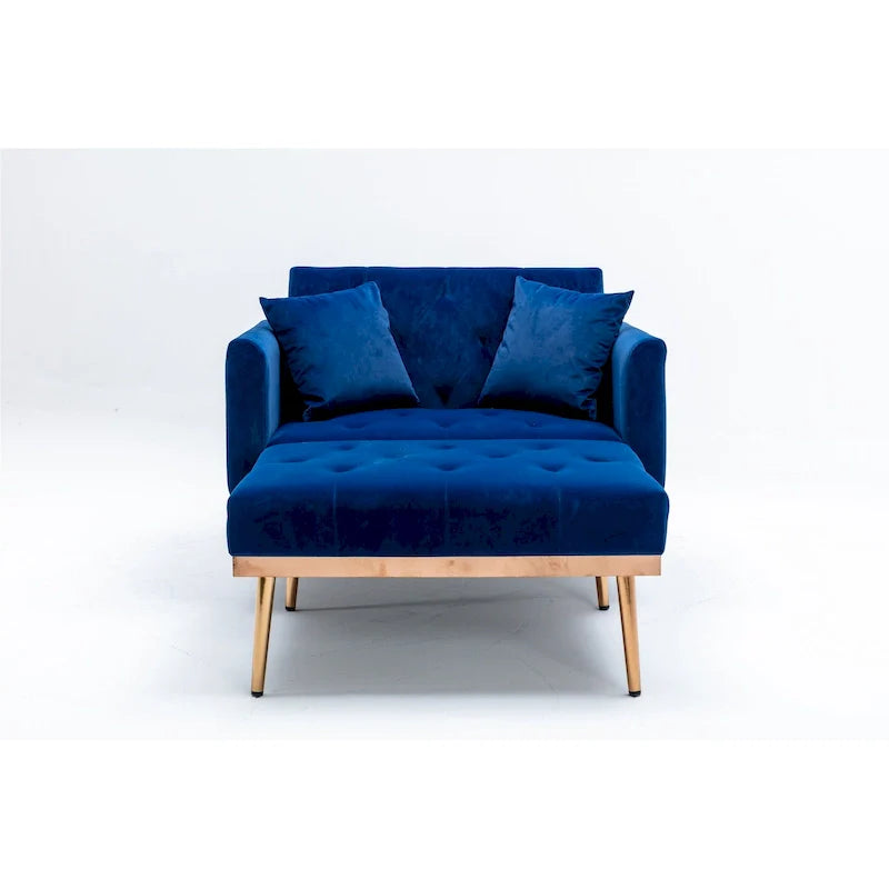 Velvet Upholstered Tufted Living Room Sleeper Sofa Chair With Rose Golden feet