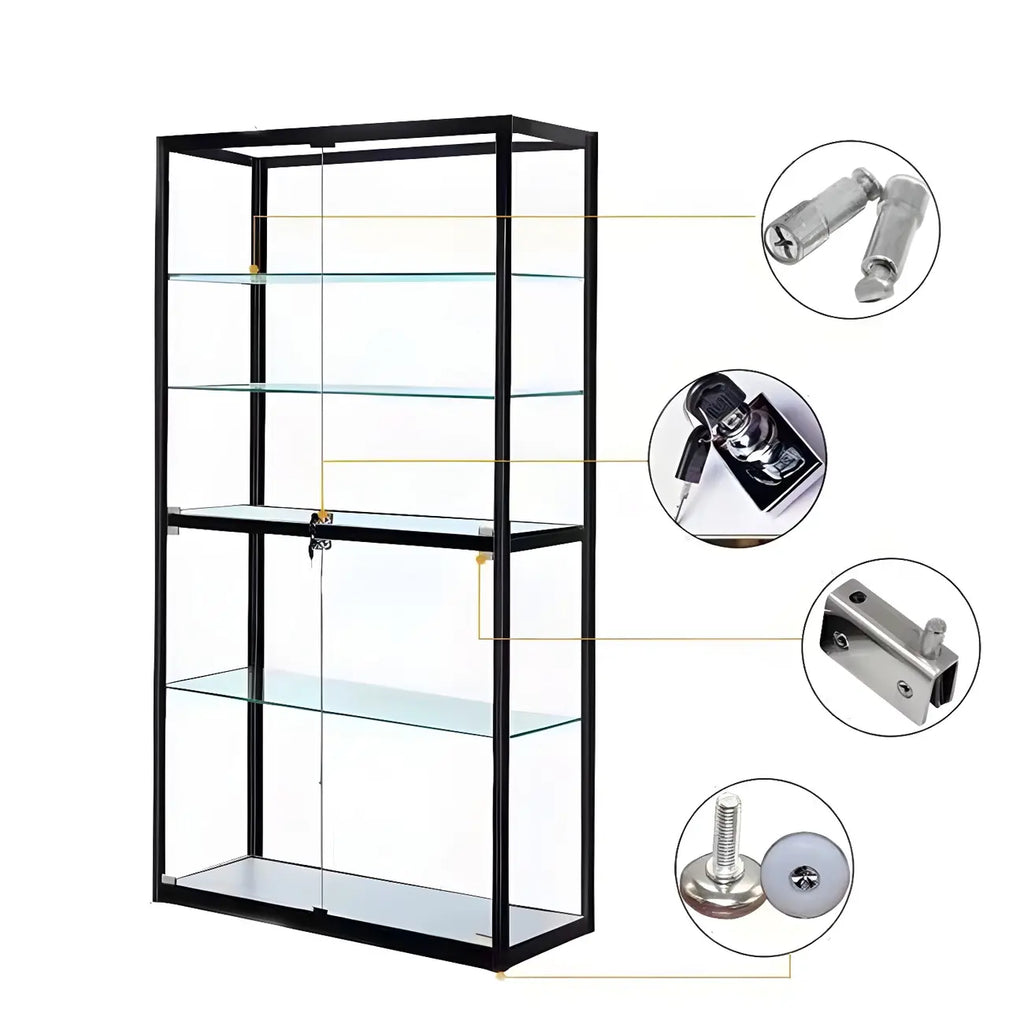 Contemporary Rectangular Black Glass Curio Cabinet