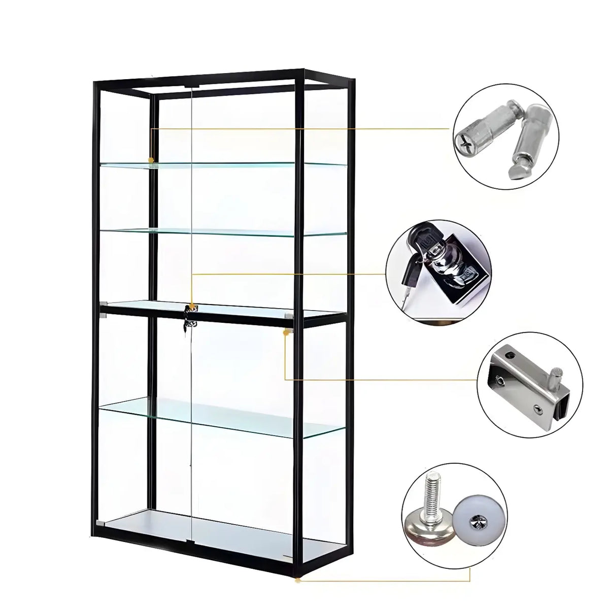 Contemporary Rectangular Black Glass Curio Cabinet