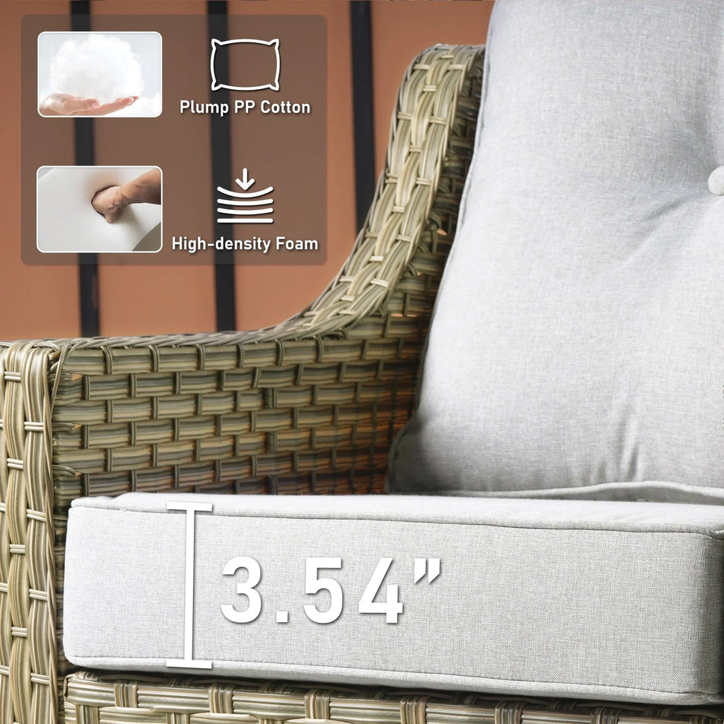 HOOOWOOO 2-delige tuinset met stoelen met hoge rugleuning van vlechtwerk en rotan