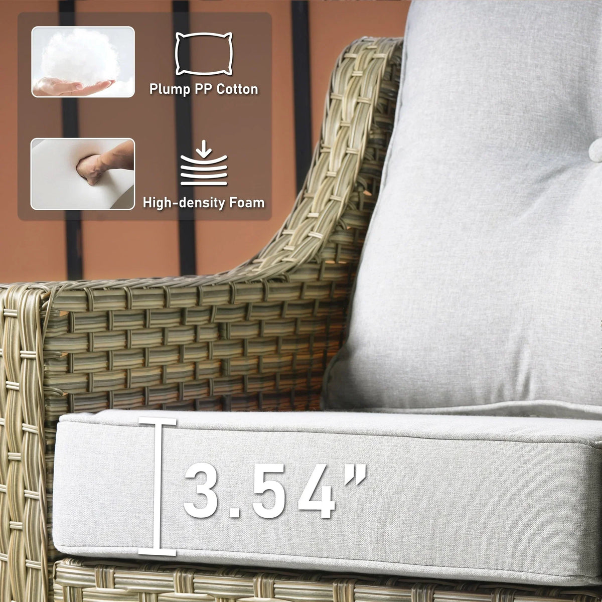 HOOOWOOO 2-delige tuinset met stoelen met hoge rugleuning van vlechtwerk en rotan