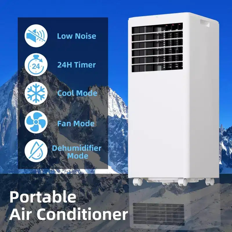 8K BTU Portable Air Conditioner - 3-in-1 Cooling, Dehumidifier & Fan for 350 Sq Ft with Sleep Mode & 1-Year Warranty