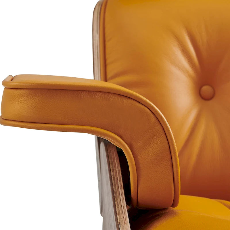Fauteuil inclinable de salon moderne en cuir, style milieu du siècle