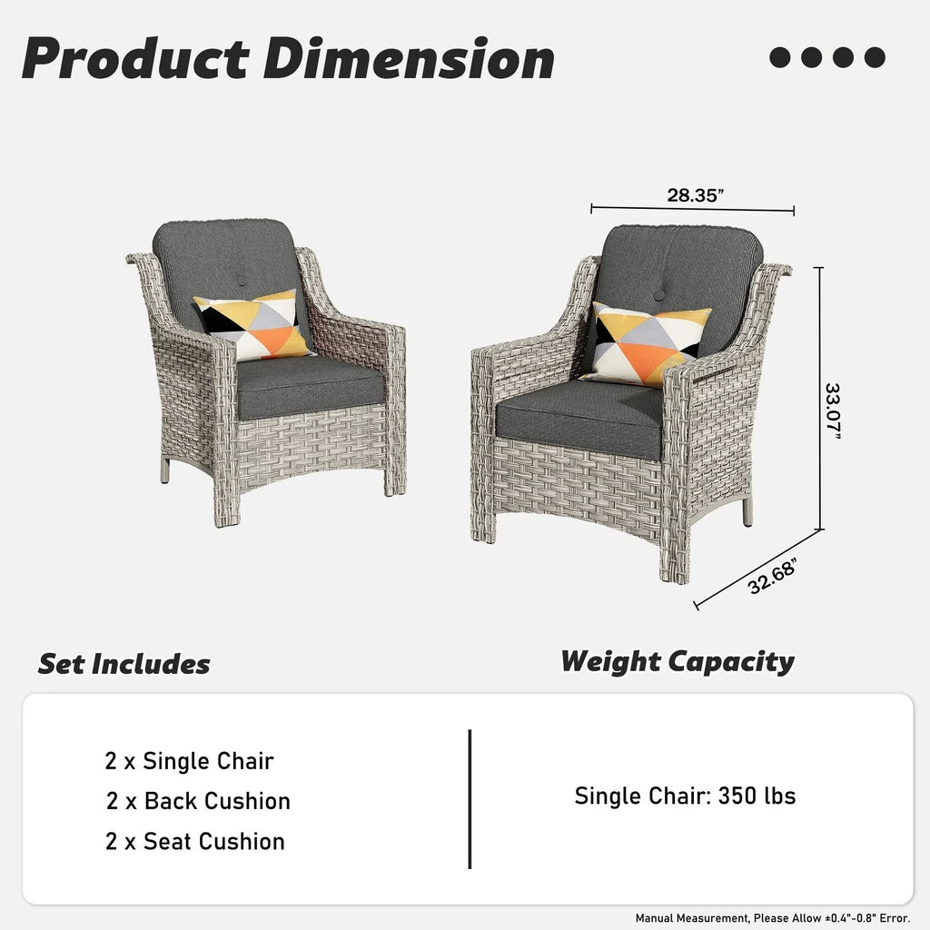 HOOOWOOO 2-delige tuinset met stoelen met hoge rugleuning van vlechtwerk en rotan