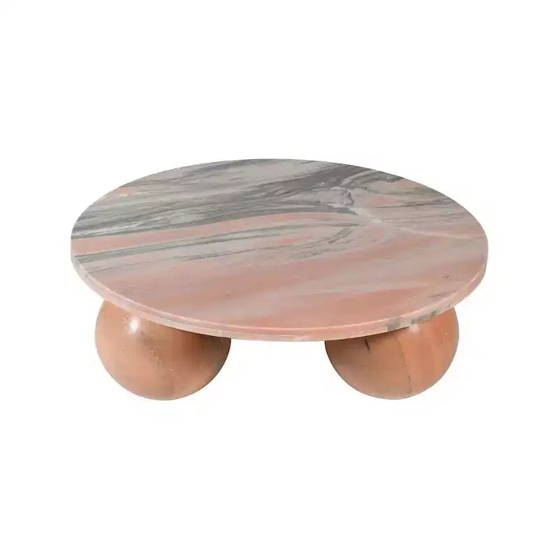 Mesa de centro redonda de mármol con patas esféricas, multicolor, para 4 personas