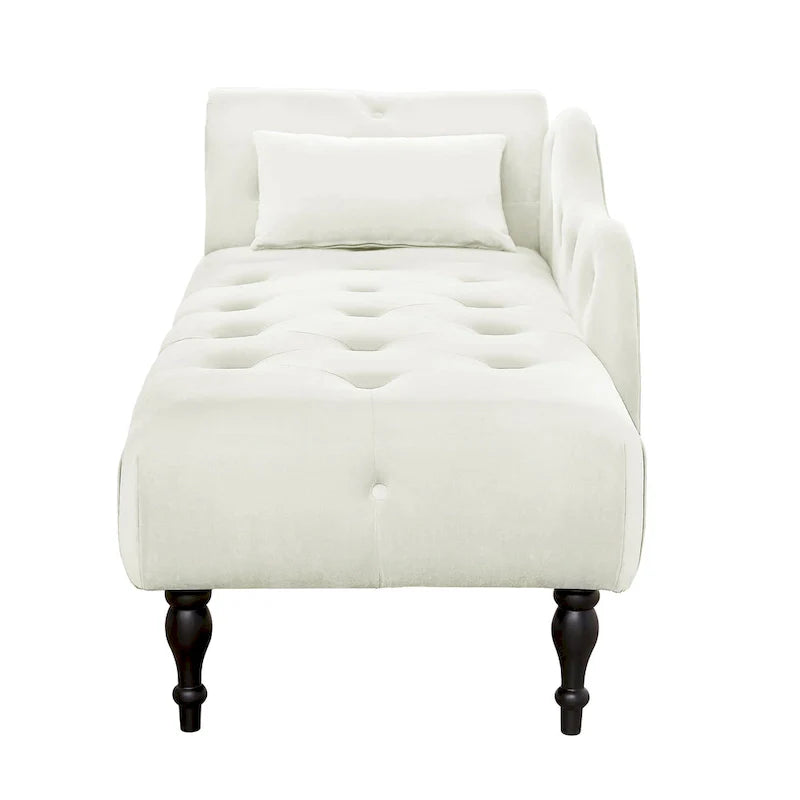 Modern 60.6  Velvet Upholstered Buttons Tufted Chaise Lounge Chair with Solid Wood Legs and Nailheads