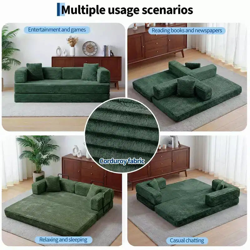 Sofá cama convertible 5 en 1 de 80,7, de pana, soporta 1200 lb, sin ensamblaje