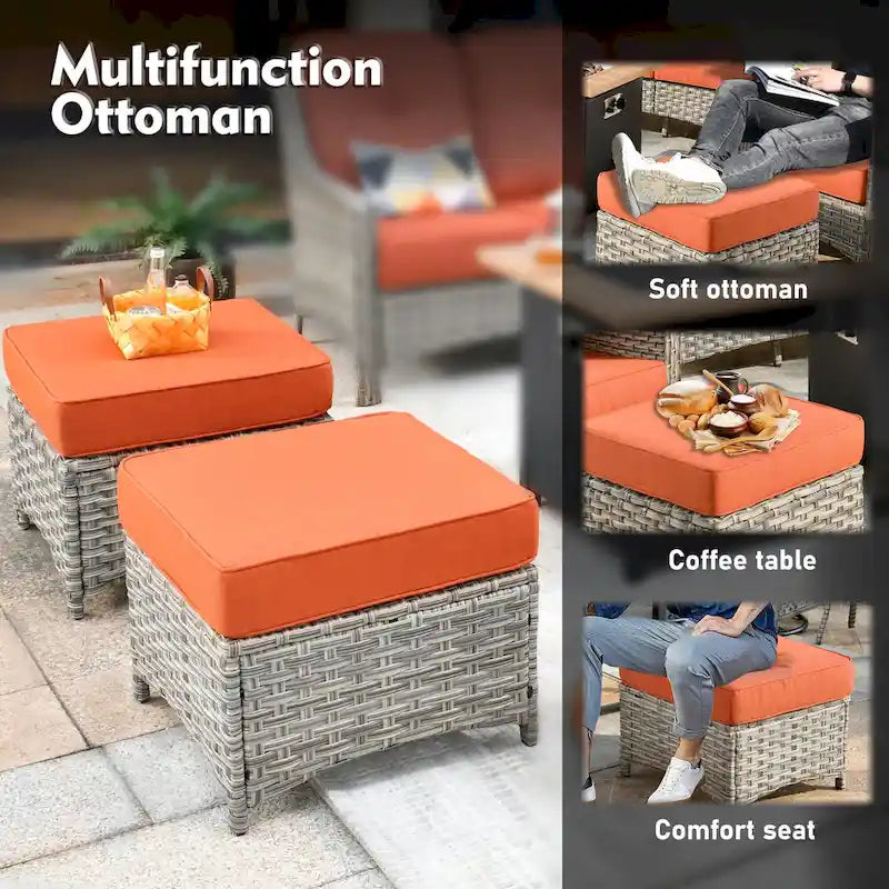 XIZZI 9-piece Outdoor Patio Furniture Conversation Set with Swivel Chair