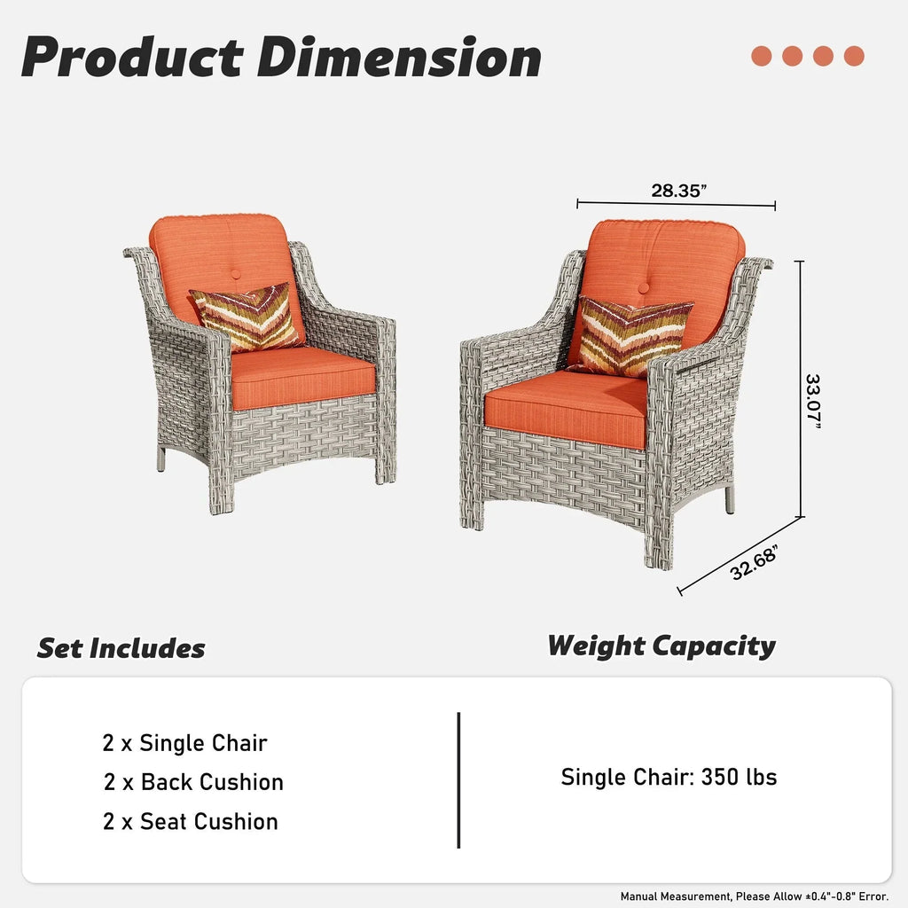 HOOOWOOO 2-delige tuinset met stoelen met hoge rugleuning van vlechtwerk en rotan