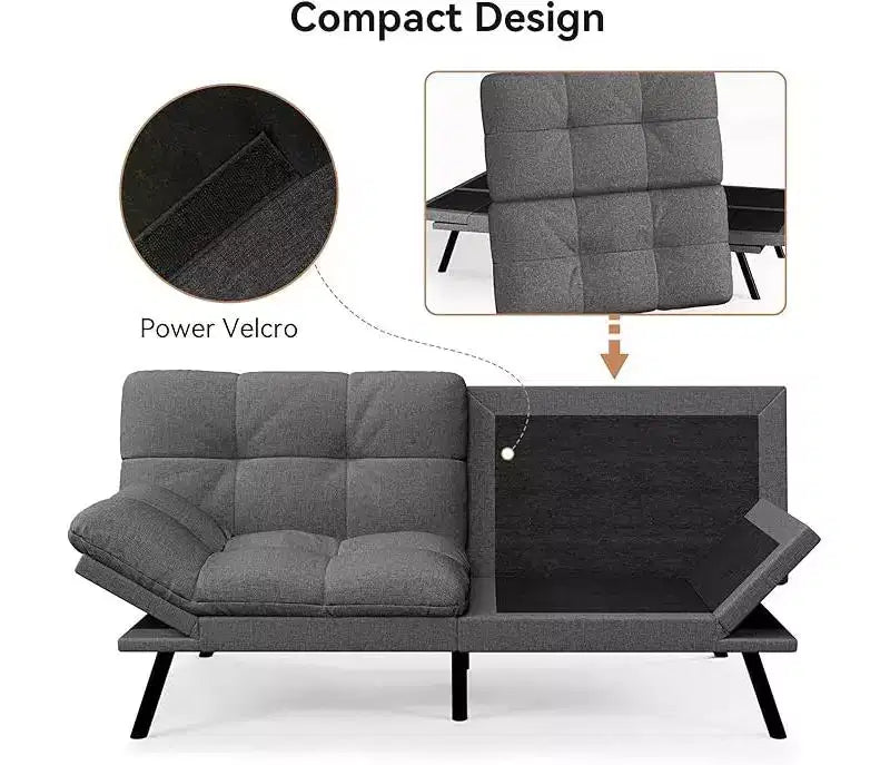 Verstellbares Futon-Schlafsofa mit abnehmbaren Armlehnen