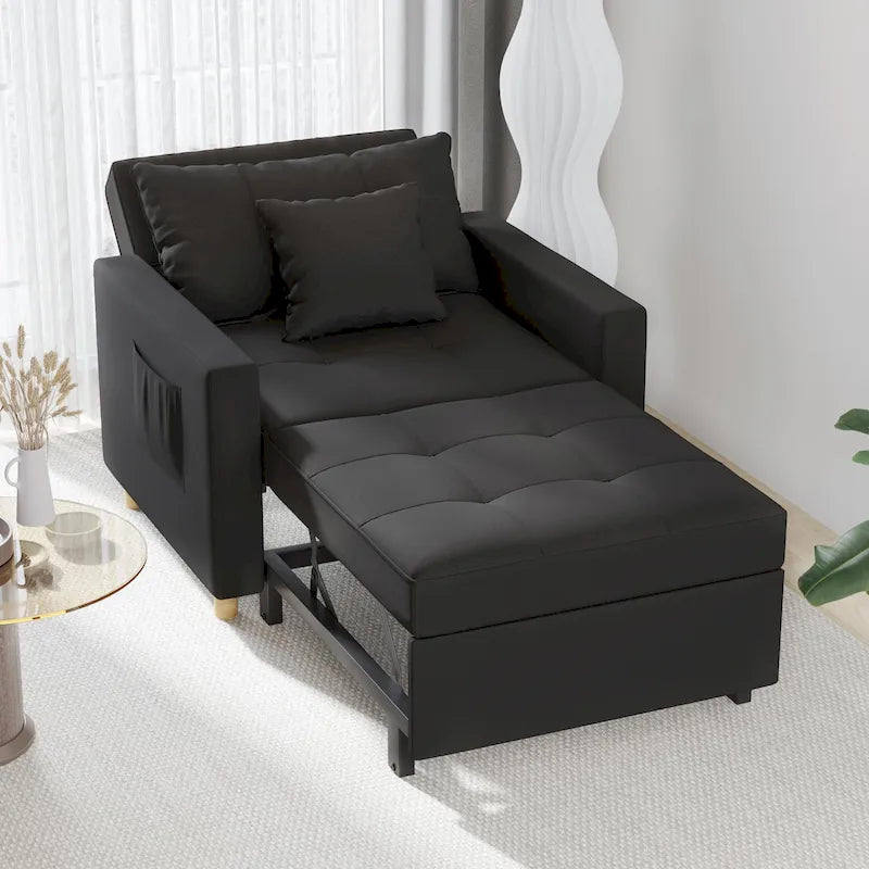Adjustable Sleeper Chair Bed, 3-in-1 Convertible, Multiple Colors, Fits 1 Person