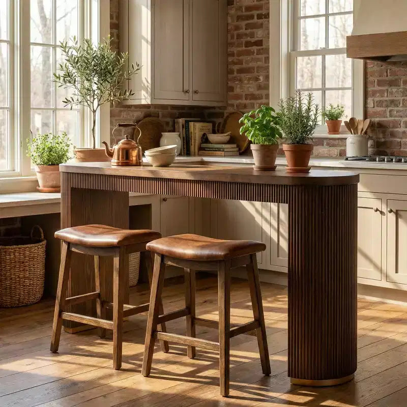 Tavolo da pranzo Christopher Knight Home Greta in stile rustico, altezza bancone, con design scanalato