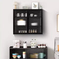 Okak Modern 2-door Wall Cabinet with Featuring 3-tier Storage Glass Doors for Entryway/Dining Room/Living Room/Kitchen