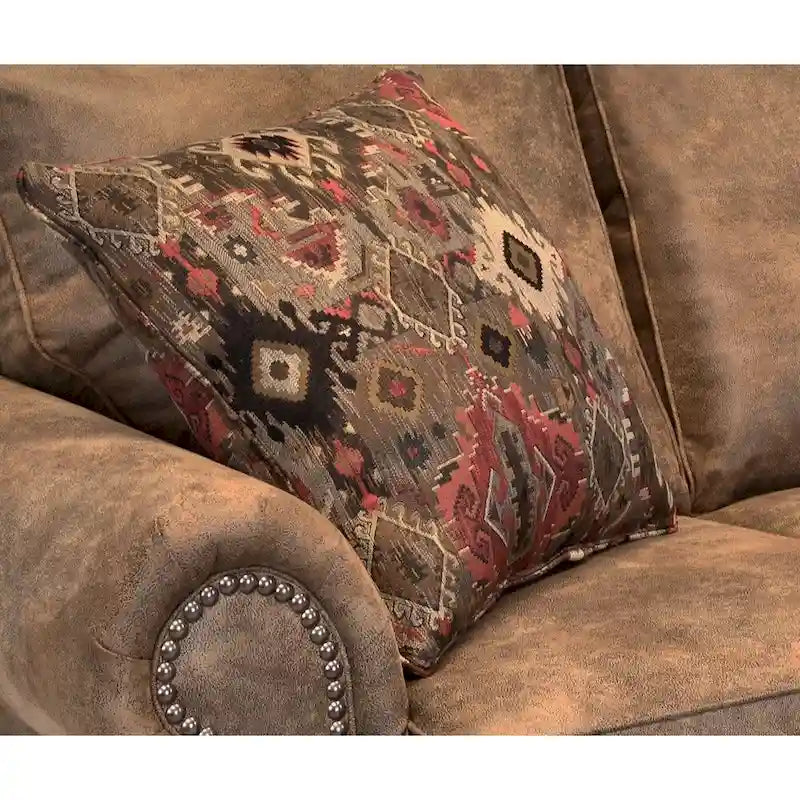 Rustikales Rancho-Schlafsofa mit braunem Wildlederstoffbezug – 37 x 86 x 40