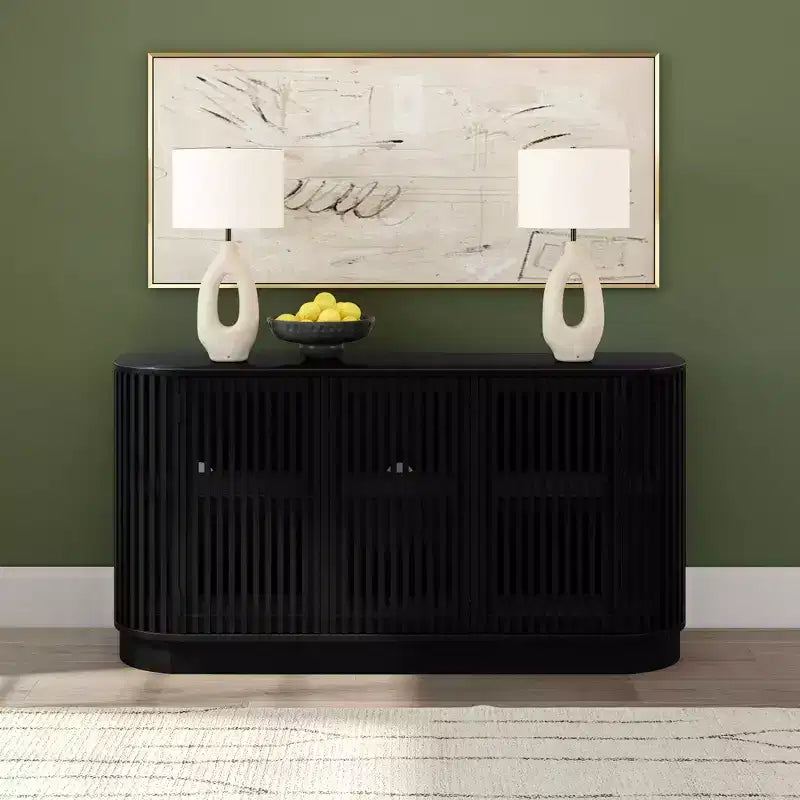 Buffet en bois massif Plank+Beam Contour avec 3 portes, meuble TV de 59 po pour salon
