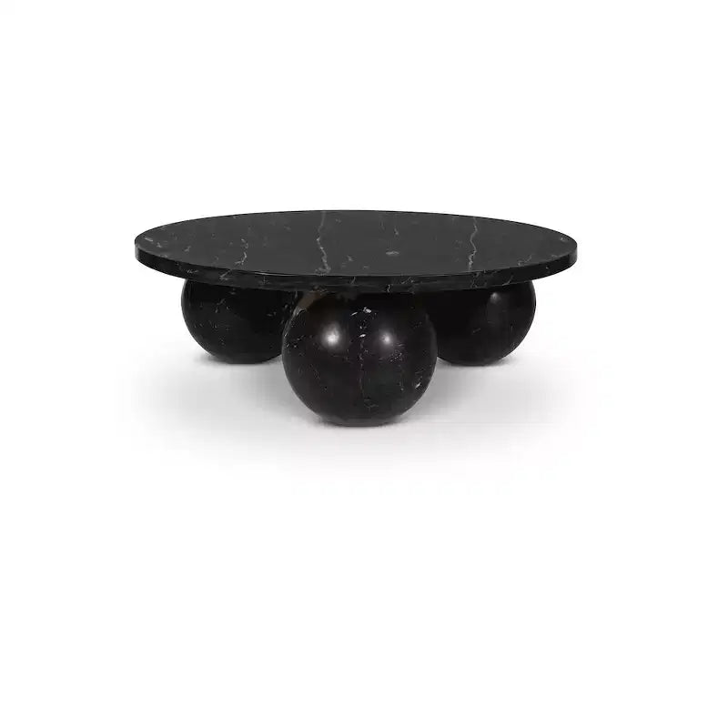 Mesa de centro redonda de mármol con patas esféricas, multicolor, para 4 personas