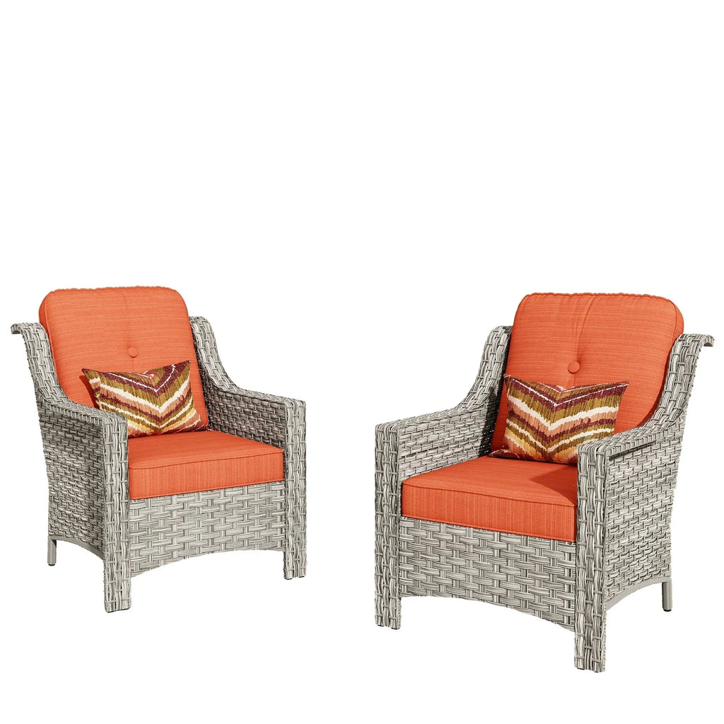 HOOOWOOO 2-delige tuinset met stoelen met hoge rugleuning van vlechtwerk en rotan
